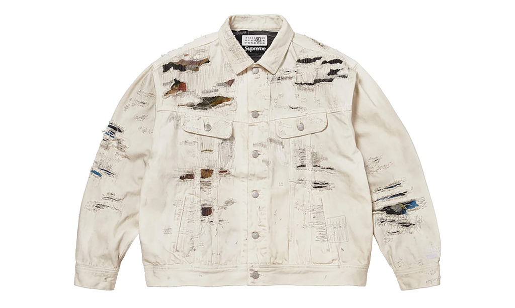 MM6 Maison Margiela Distressed Selvedge Denim Trucker Jacket "SS26 - Beige" SU27185
