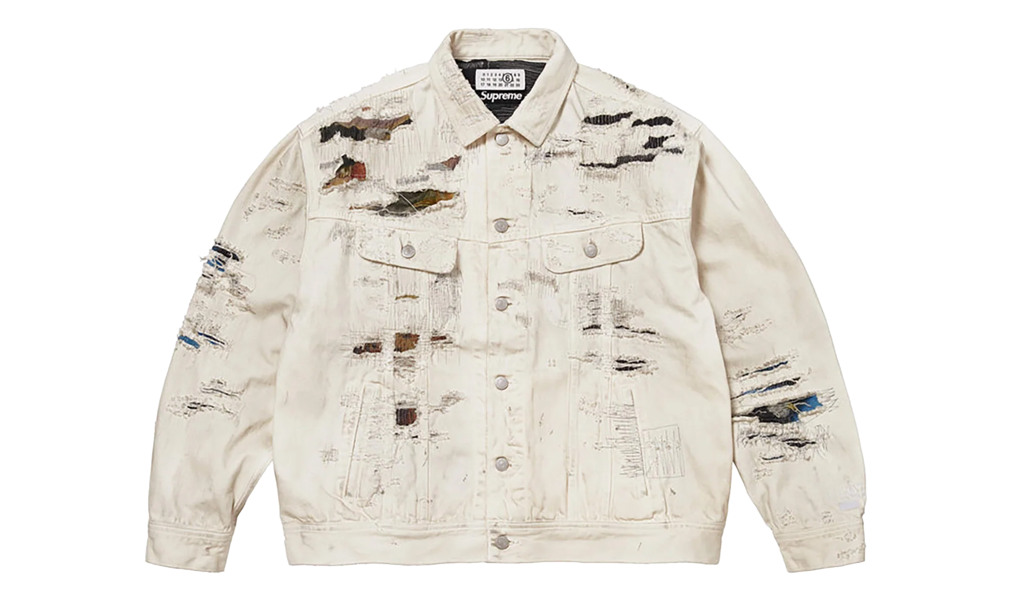 MM6 Maison Margiela Distressed Selvedge Denim Trucker Jacket "SS26 - Beige" SU27185