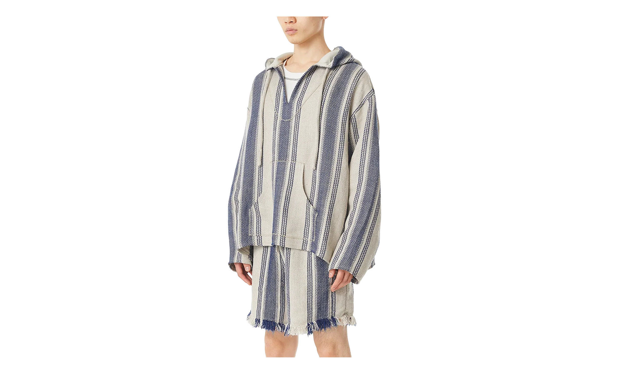 Stripe Linen Mexican Parka "Indigo" 963565