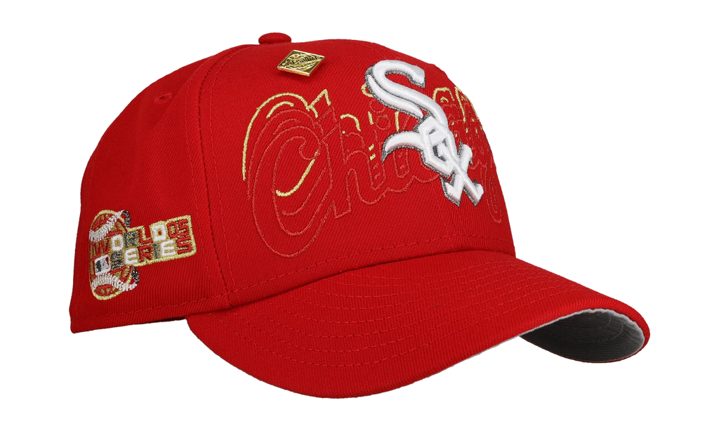 59FIFTY Chicago White Sox 2005 World Series Fitted Hat "Red Chicago Script" NE452