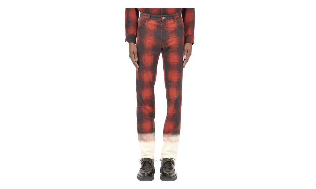 Pendleton Plaid Jeans with Dip Dye Hem "Black / Red" S50LA0227M35017001S