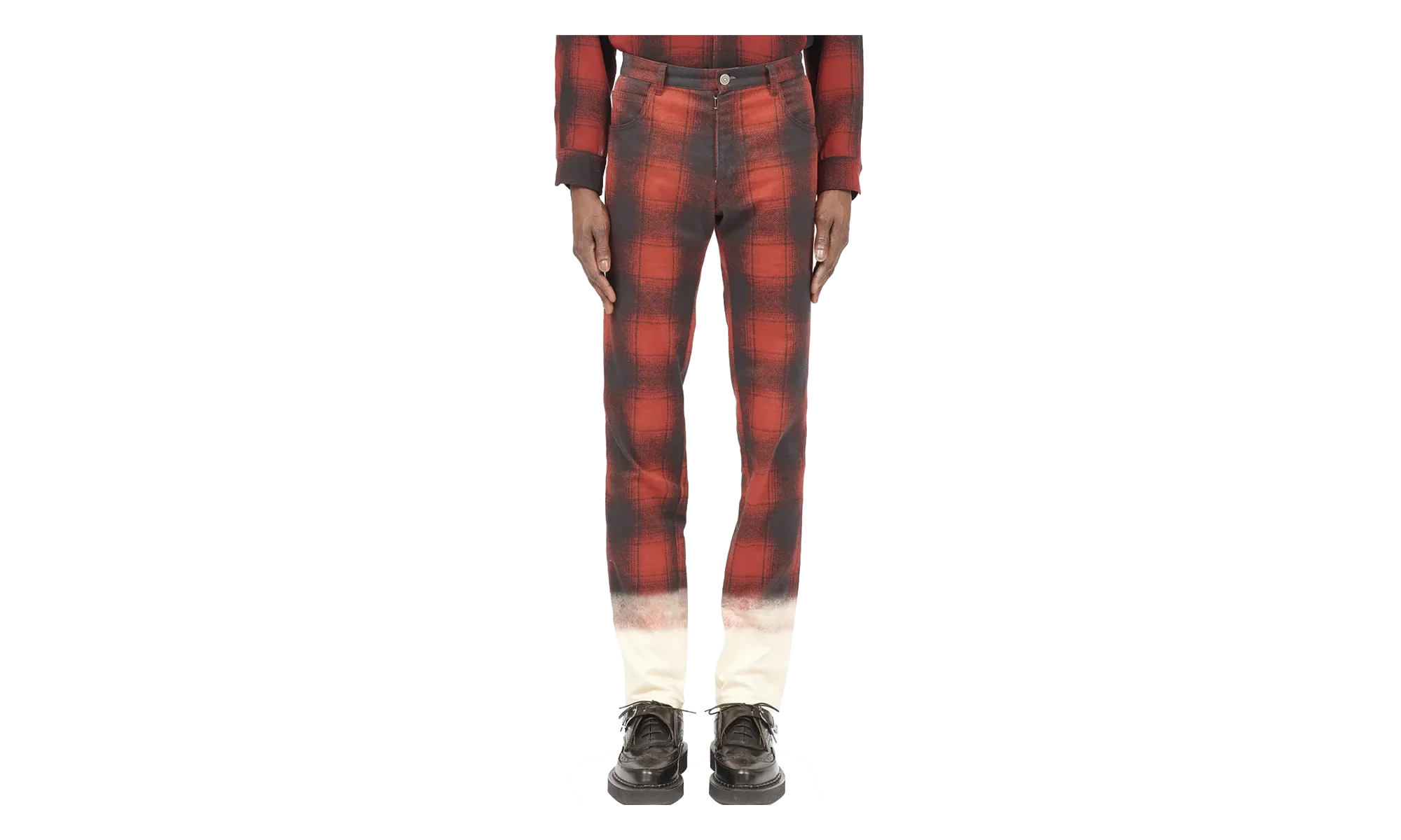 Pendleton Plaid Jeans with Dip Dye Hem "Black / Red" S50LA0227M35017001S