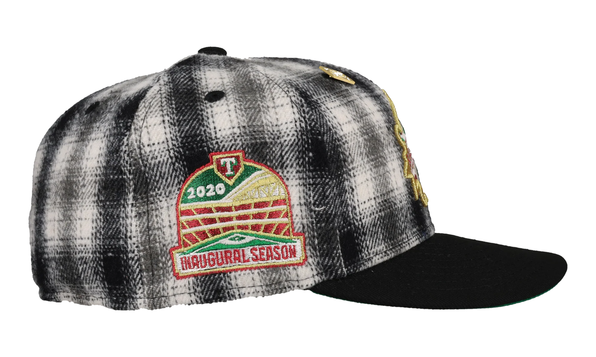 59FIFTY Texas Rangers "Holiday Plaid" 2020 Inaugural Fitted Hat "Metallic - Black Plaid" 123451298058