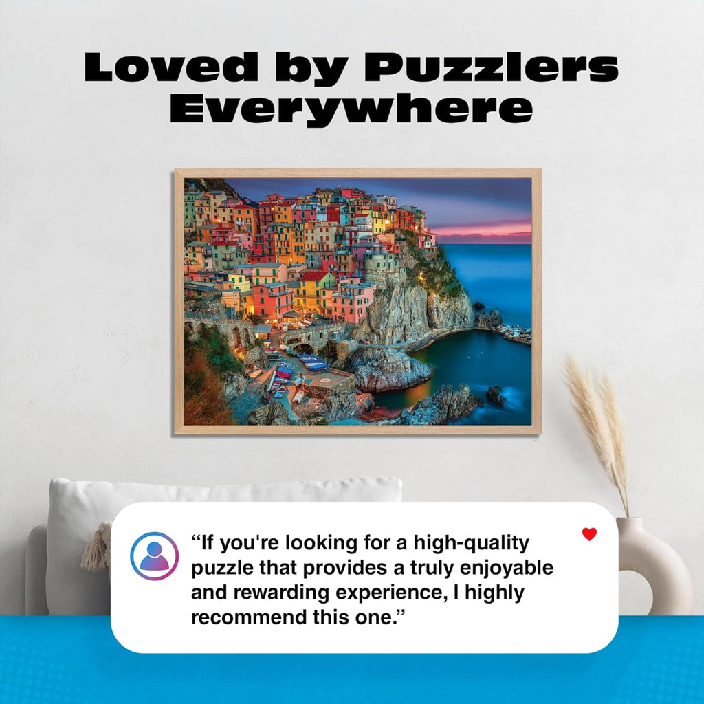 Cinque Terre 1000 Piece Puzzle for Adults - Jigsaw Puzzles - Challenging Italy Coastal Scene with Poster