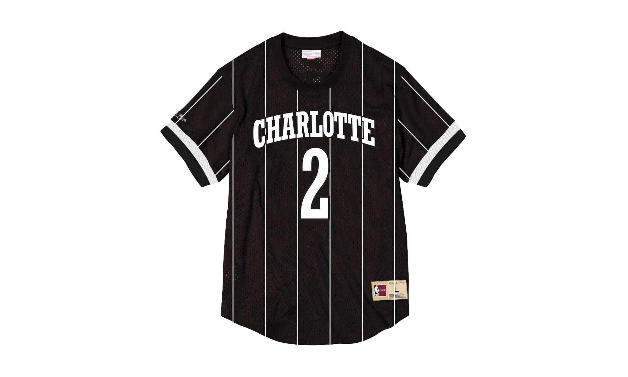 NBA Larry Johnson Name & Number Mesh Crewneck Shirt "Charlotte Hornets - Black" BA8X4G CHO K KVP