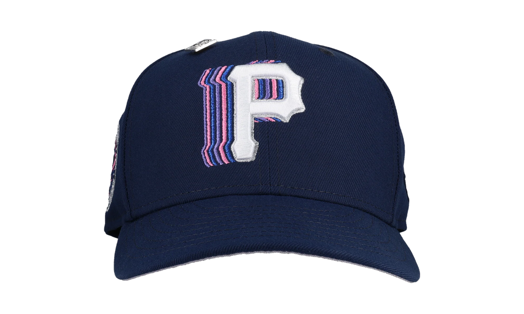 59FIFTY Pittsburgh Pirates Trippy Three Golden Decades Fitted Hat "Navy Metallic" NE356
