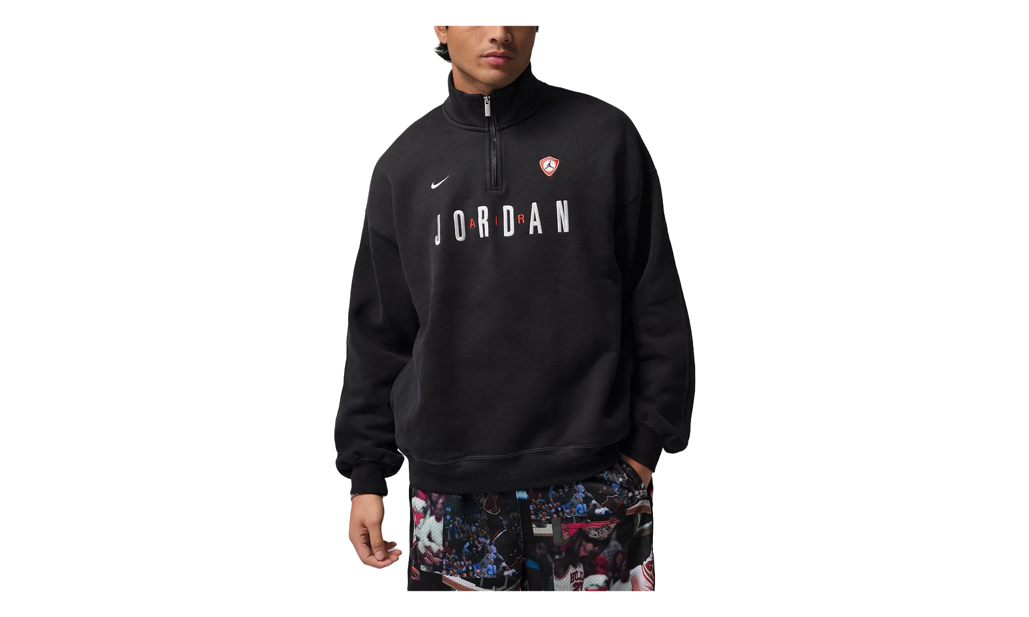 Air Jordan Flight Graphic Fleece Quarter Zip "Black / Sail" IF1816 010