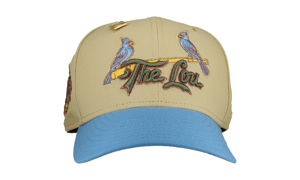 59FIFTY St Louis Cardinals 125th Anniversary Fitted Hat "Vegas Gold / Blue Metallic" NE381