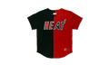 NBA Split Color Mesh Button Front Shirt "Miami Heat - Black" BA88XN MHE K HF1