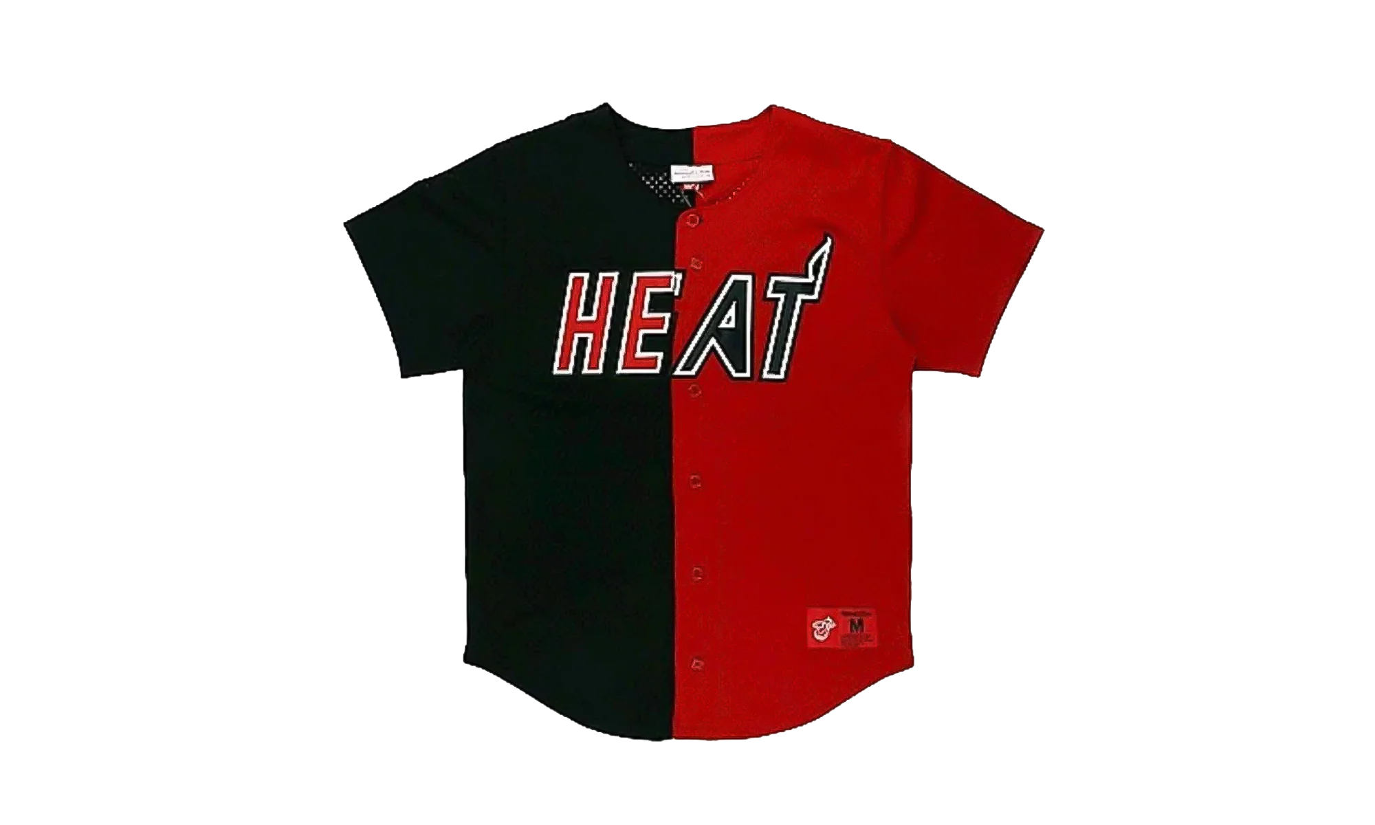 NBA Split Color Mesh Button Front Shirt "Miami Heat - Black" BA88XN MHE K HF1