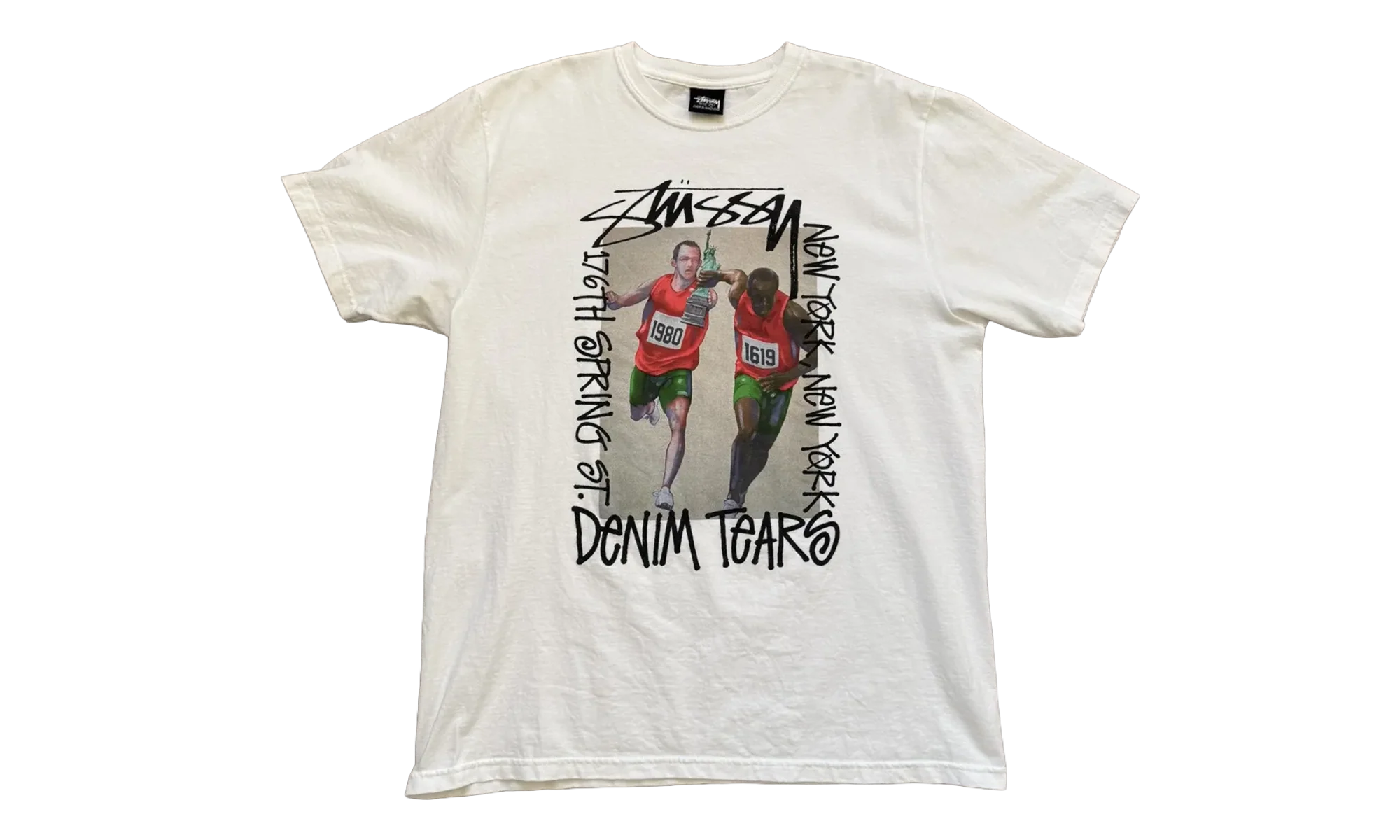 Stussy Pass The Baton Short Sleeve Tee Shirt "White" DT333