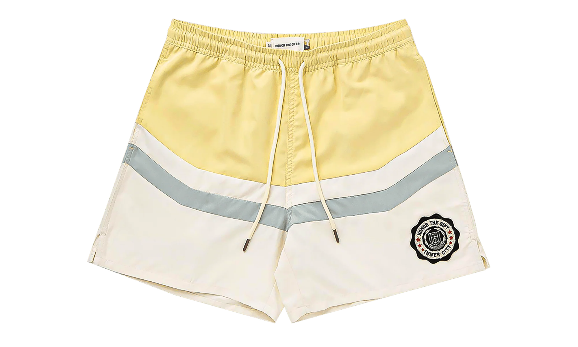 Brushed Poly Track Short "Bone / Yellow" HTG240123 BONE