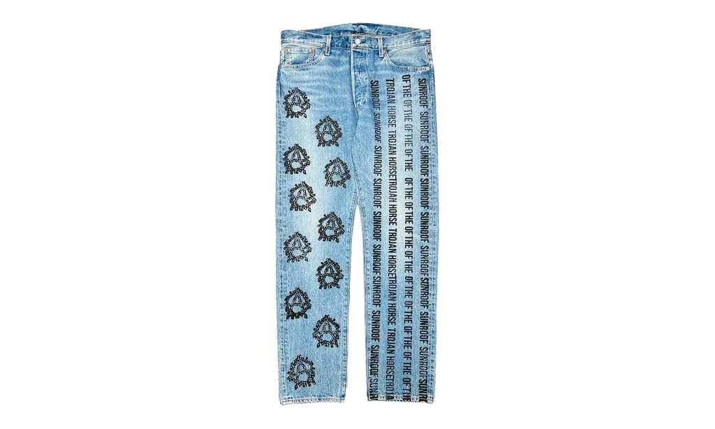 Levi's 501 Virgil Abloh Logo Jeans "Sunroof Of The Horse - Indigo / Black" DT301