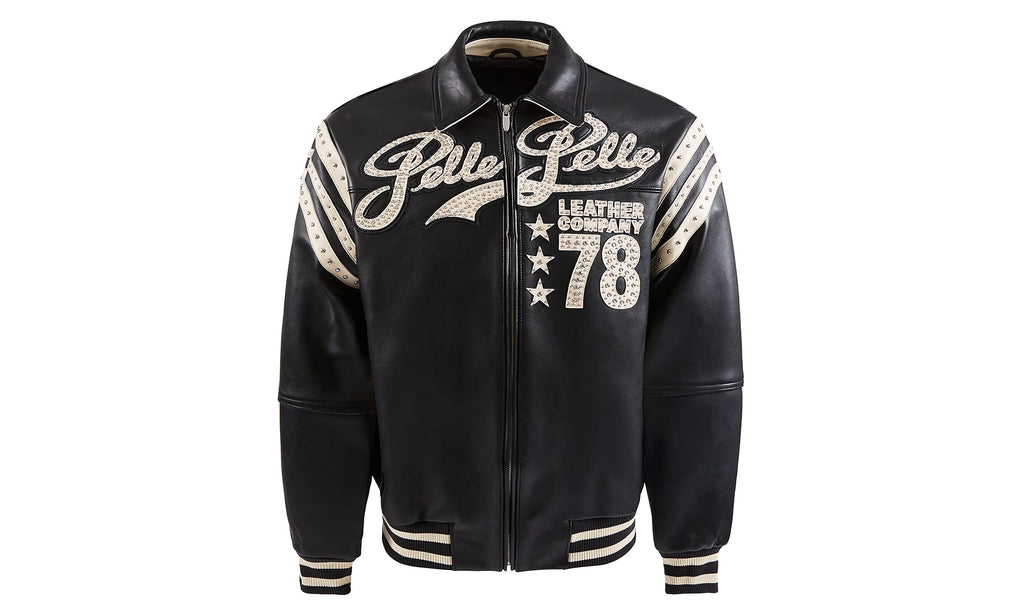 Encrusted Varsity Jacket "Black / Ivory" PP011