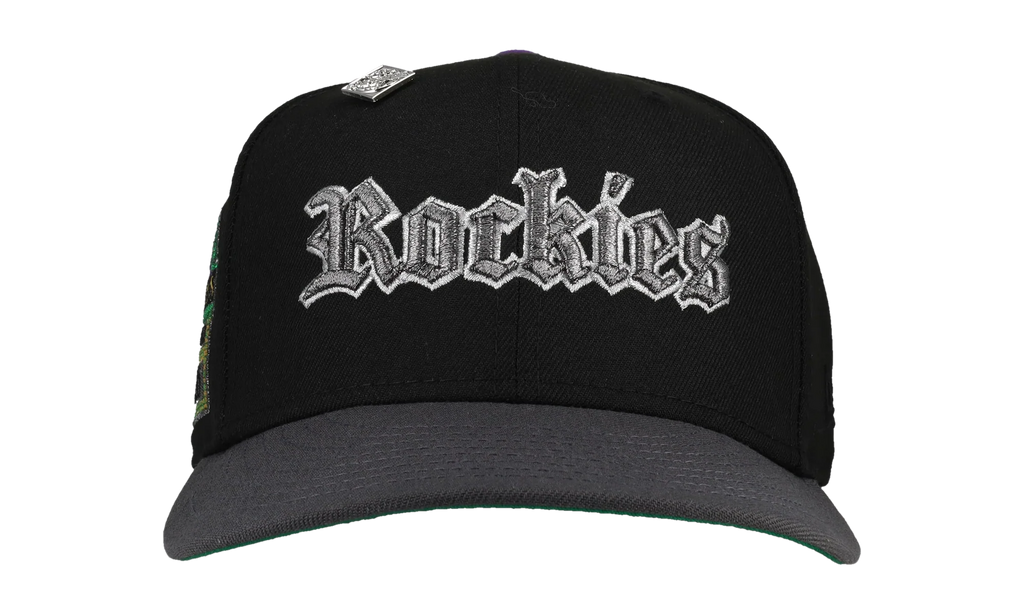 59FIFTY Colorado Rockies Old English Script 1995 Coors Field Fitted Hat "Black / Grey" NE103