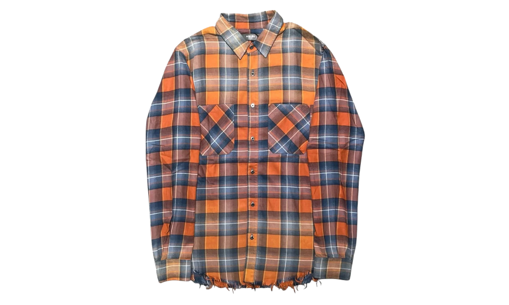 Faded Flannel Button Up Long Sleeve Shirt "Red Blue Plaid" MAFPFRB