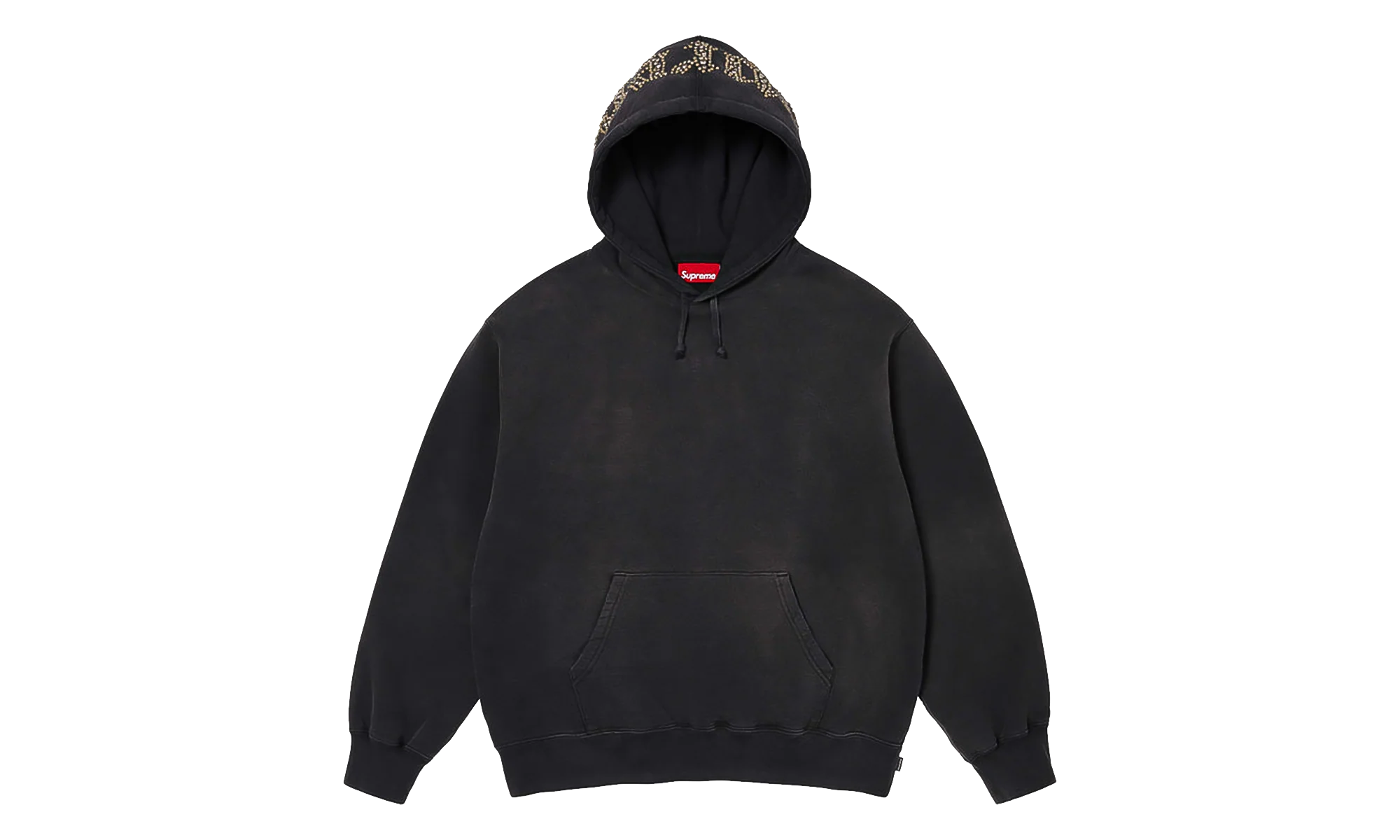 Overdyed Studded Hooded Sweatshirt "SS26 - Black" SU27374