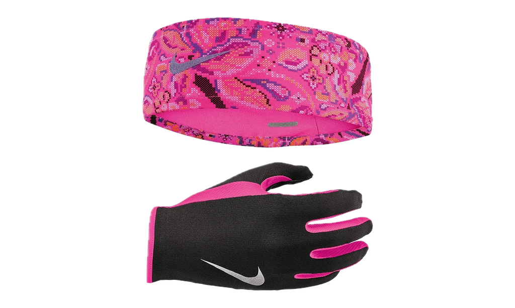 RUN DRY HEADBAND AND GLOVE SET "Black / Hyper Pink / Silver" N.000.3558.965