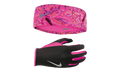 RUN DRY HEADBAND AND GLOVE SET "Black / Hyper Pink / Silver" N.000.3558.965