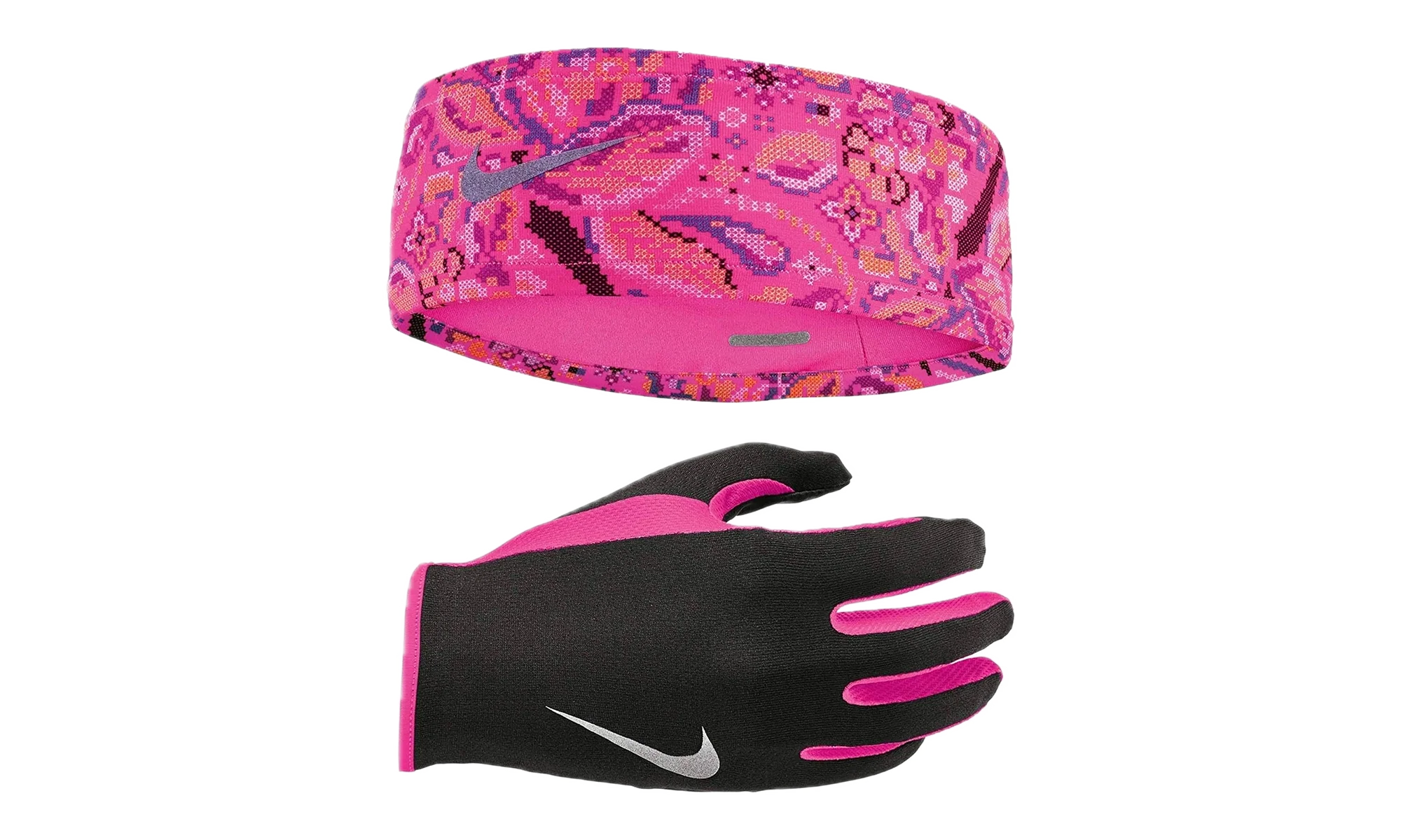 RUN DRY HEADBAND AND GLOVE SET "Black / Hyper Pink / Silver" N.000.3558.965