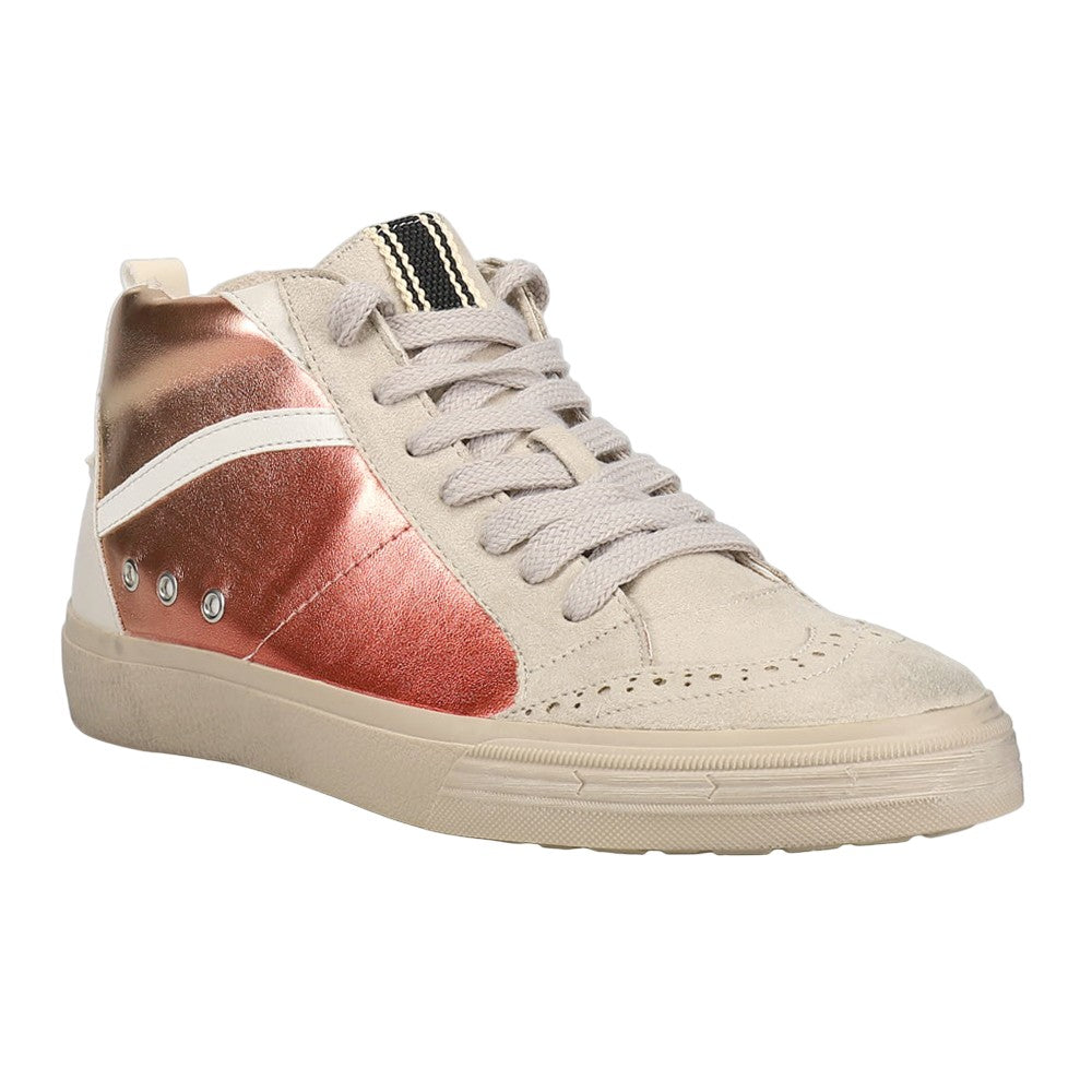 Riley Metallic High Top Lace Up Sneakers