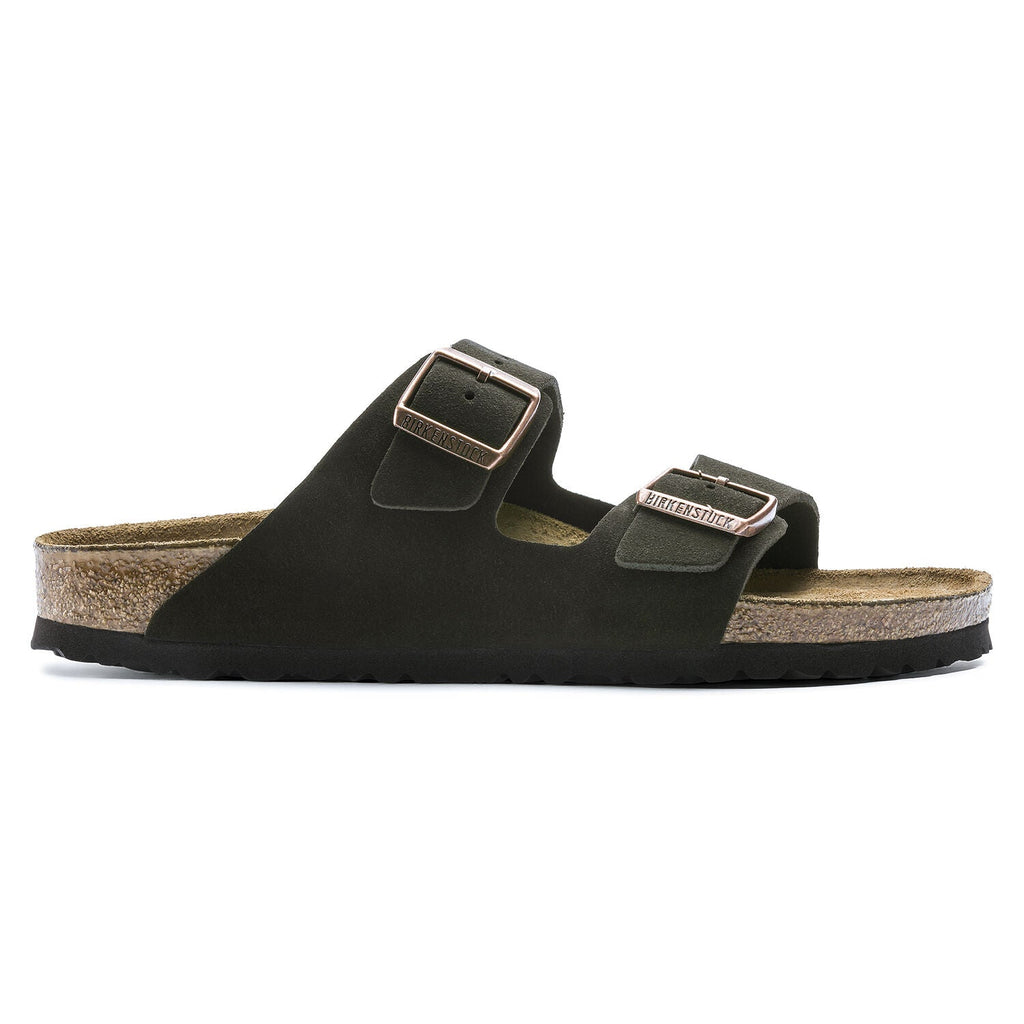 Arizona Suede Leather Soft Footbed Sandal in Mocha