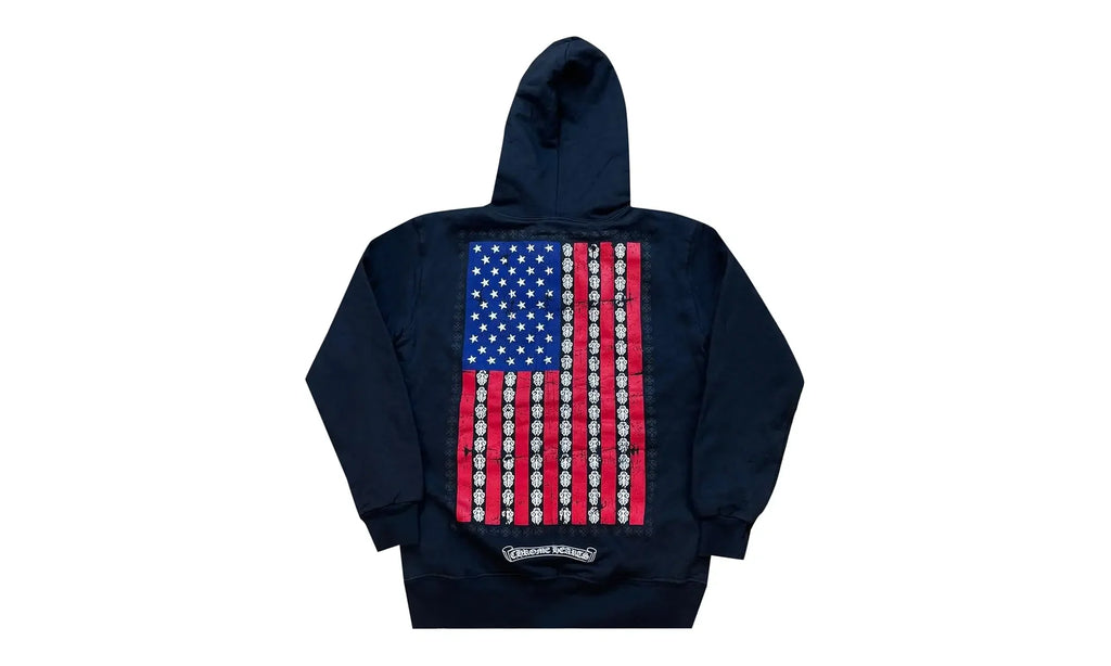 American Flag Fleece Hoodie "Black" CHRM0693