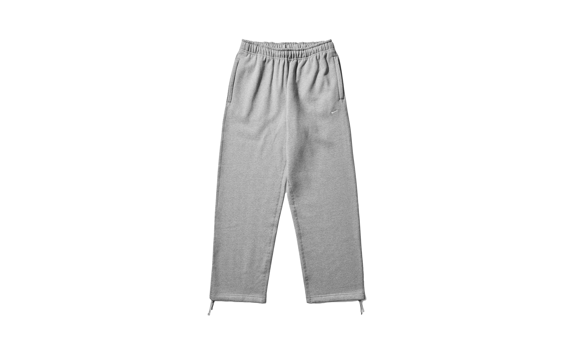 Solo Swoosh Fleece Open Hem Trousers "Dark Grey Heather / Light Smoke Grey / White" HV1090 063
