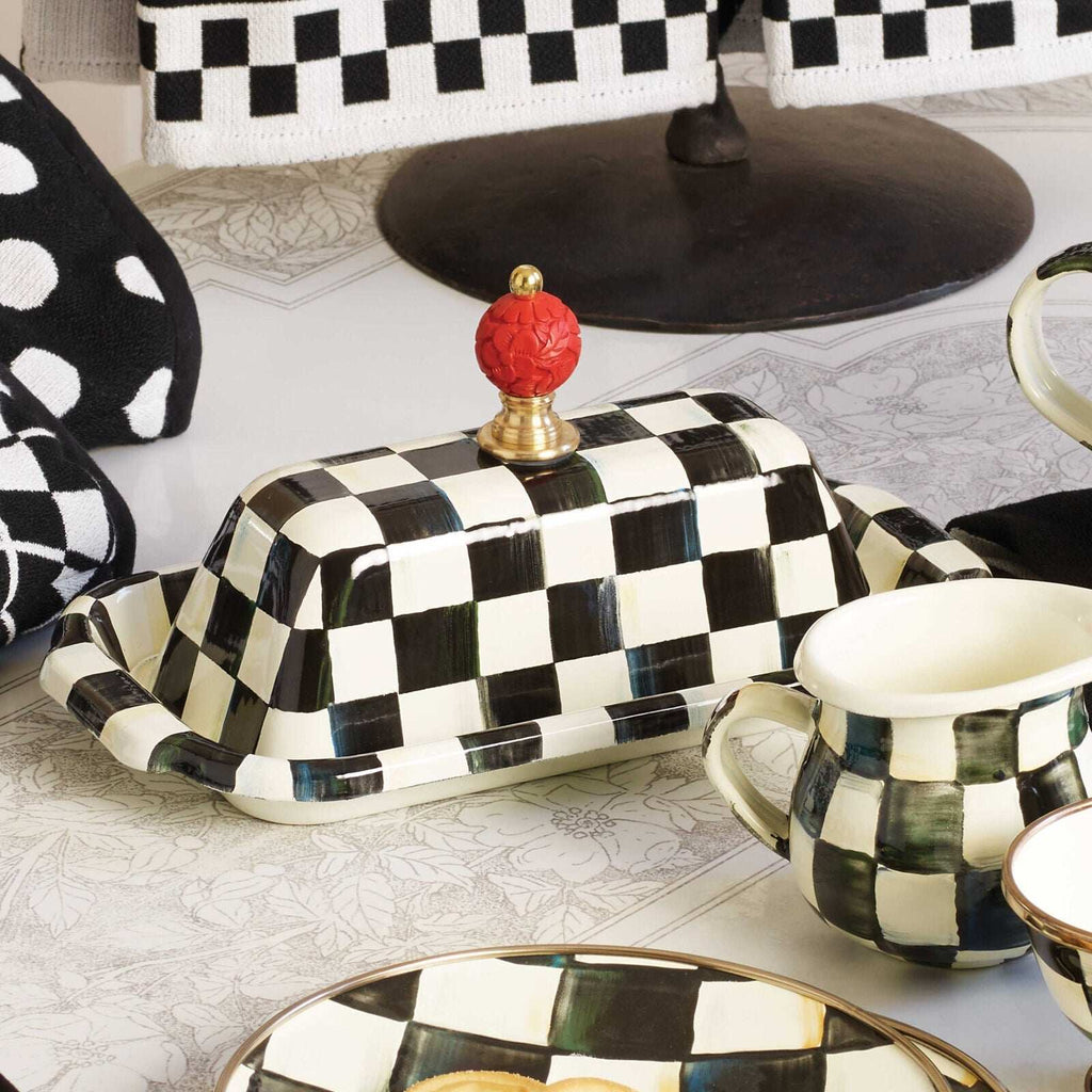 Courtly Check Enamel Butter Box by Mackenzie-Childs