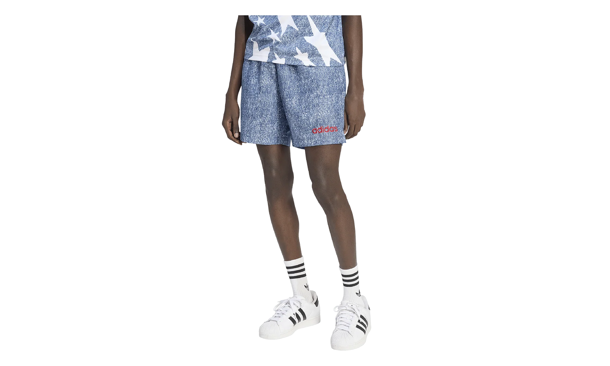 Denim Graphic Nylon Short "USA" KB2804