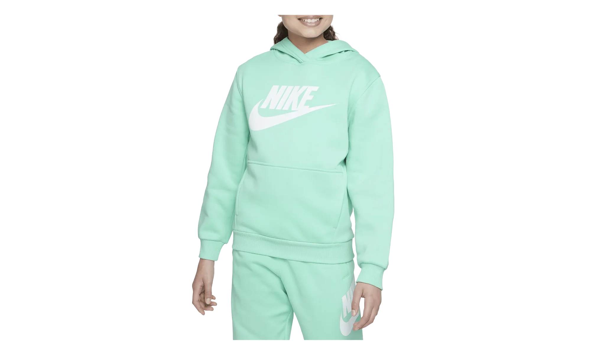 Sportswear Club Fleece Hoodie GS "Emerald Rise / White" FD2988 349