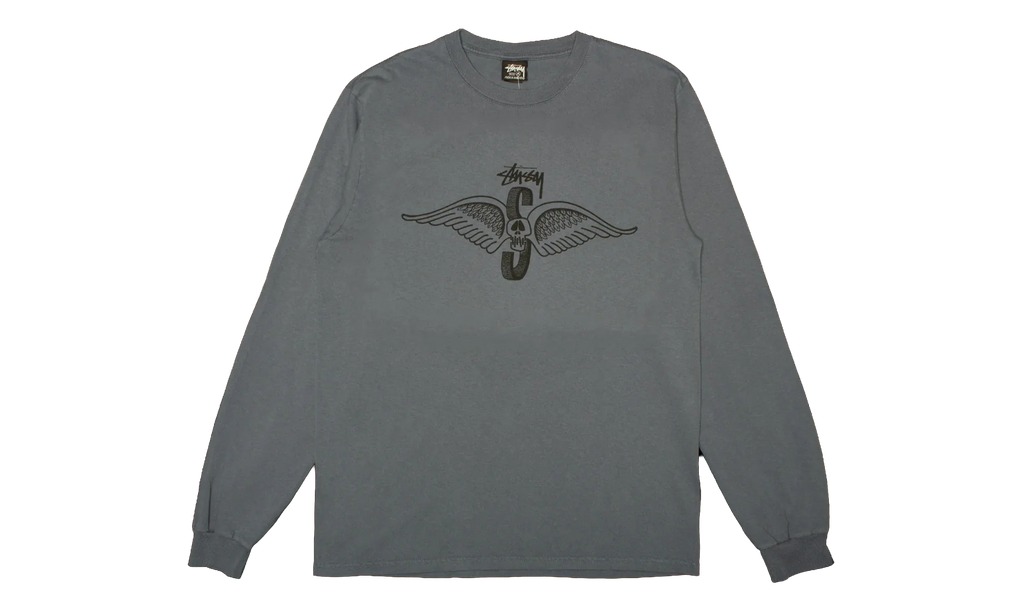 Skull Wings Pigment Dyed Long-Sleeve "Navy" STUS368