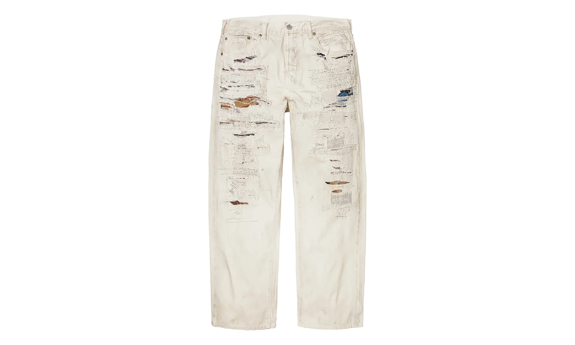 MM6 Maison Margiela Distressed Loose Fit Selvedge Jean "SS26 - Beige" SU27183