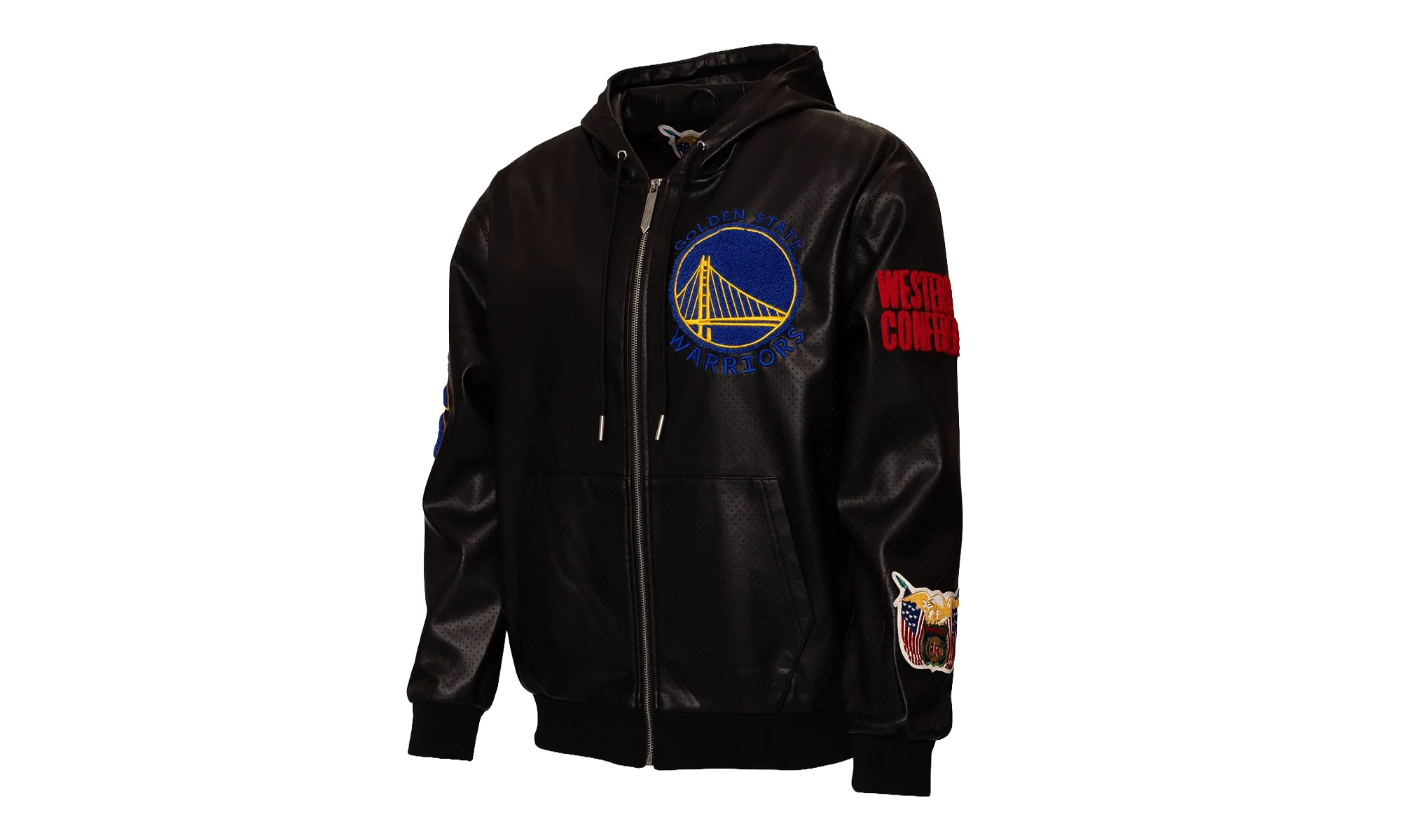 Lightweight Vegan Zip-Up Hooded Jacket "Golden State Warriors 1946" NBA 147BLKDE WAR