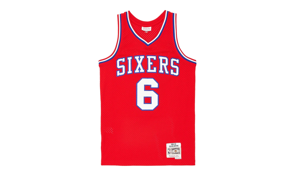 1982-83 Julius Erving Philidelphia 76ers Swingman Jersey "Red Multi" MN1982 83JEP76SJ