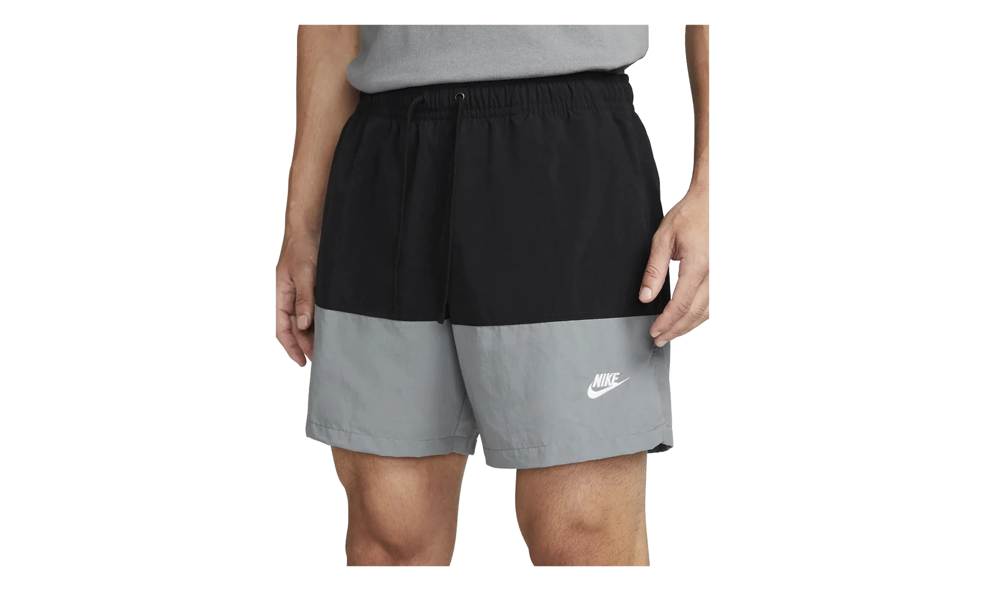 Club Woven Color-Blocked Shorts "Black / Smoke Grey / White" FB7811 010