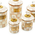 Mocha Check Enamel Canisters