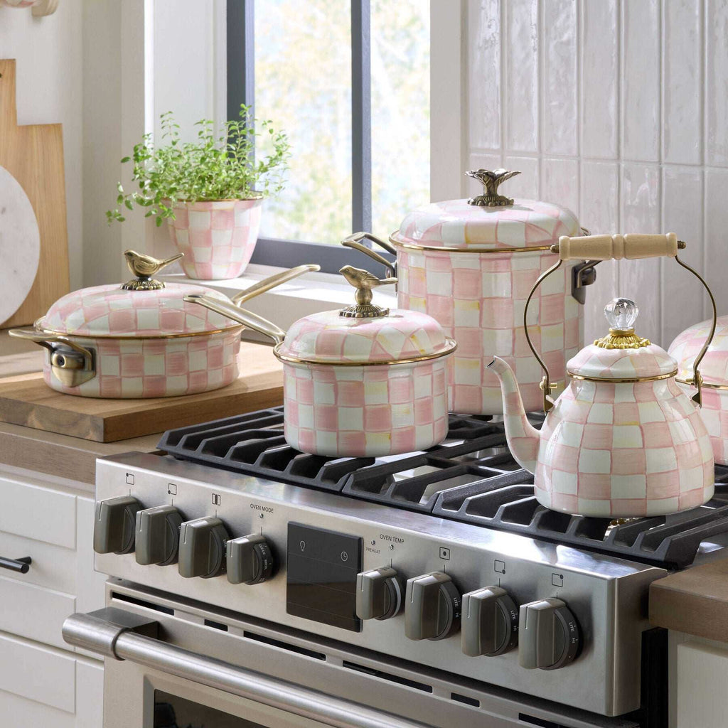 Mackenzie-Childs Rosy Check Stockpot