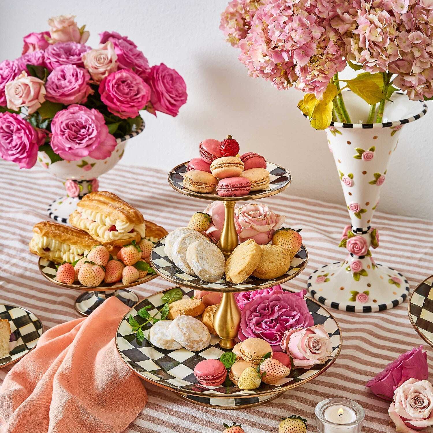 Courtly Check Mini Pedestal Platter by Mackenzie-Childs