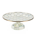 Luxury Dining Sterling Check Enamel Pedestal Platter - Small