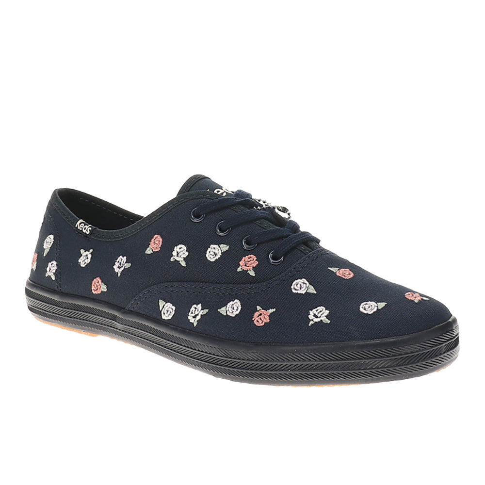 Champion Canvas Rose Embroidery Lace Up Sneakers