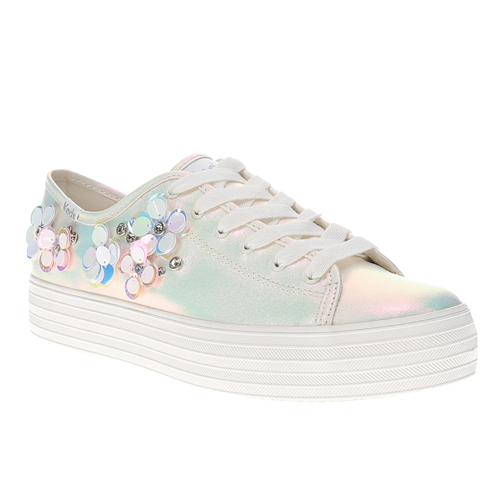 Triple Kick Canvas Floral Embellished Celebrations Lace Up Sneakers