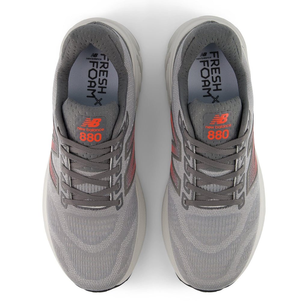 Men's Fresh Foam X 880v15 in Slate Grey with Reflection and Urgent Red