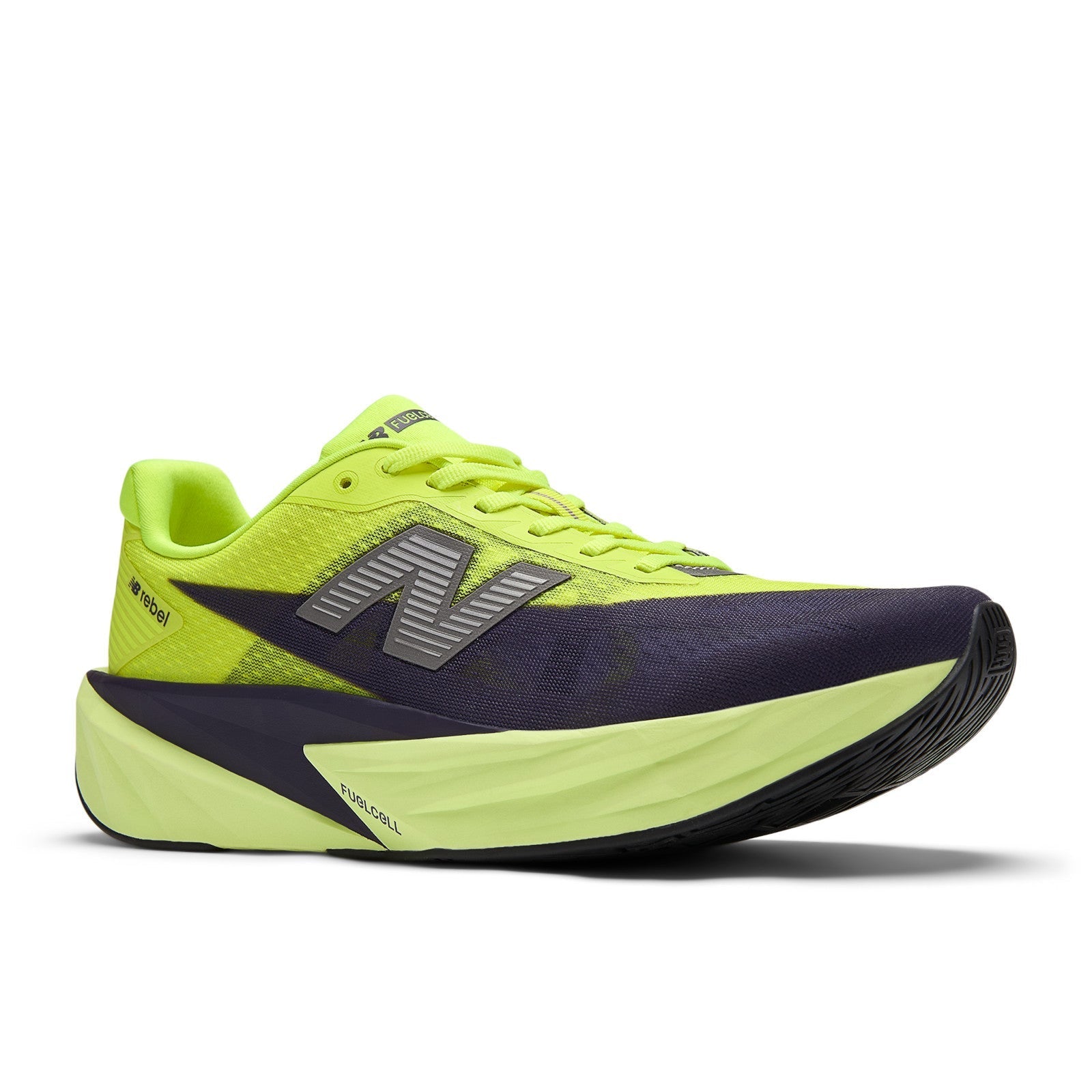 Men's FuelCell Rebel v5 in Alkaline Green with Boysenberry and Dark Silver Metallic