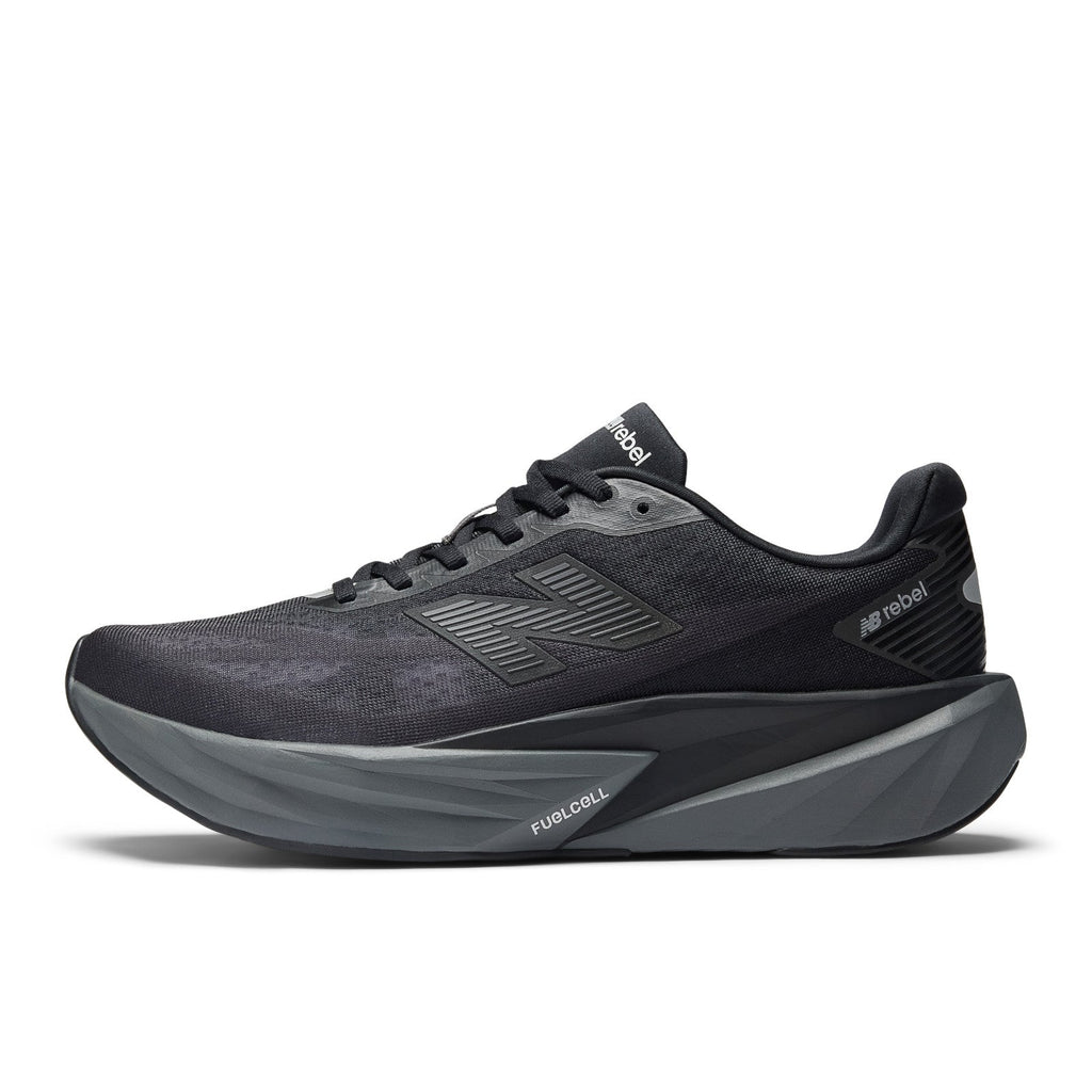 Men's FuelCell Rebel v5 in Black with Castlerock and Silver Metallic