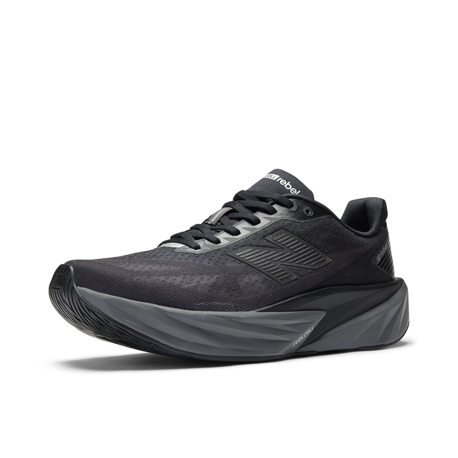 Men's FuelCell Rebel v5 in Black with Castlerock and Silver Metallic