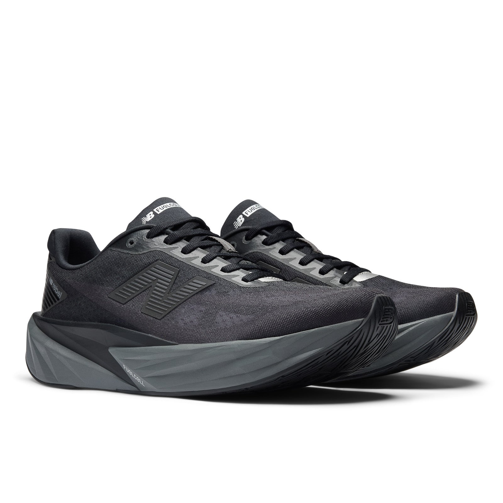 Men's FuelCell Rebel v5 in Black with Castlerock and Silver Metallic