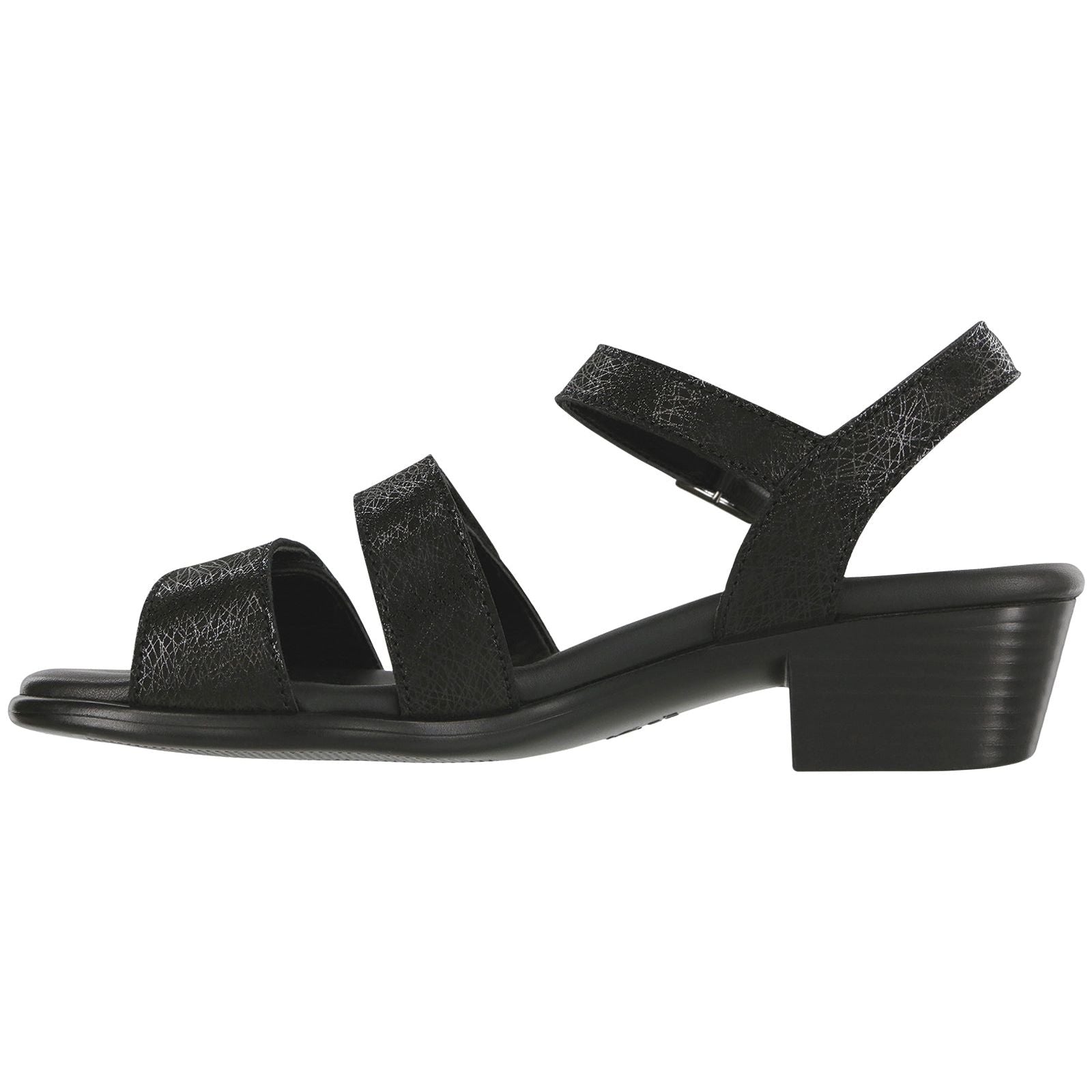 Women's Savanna Heel Strap Sandal in Web Black