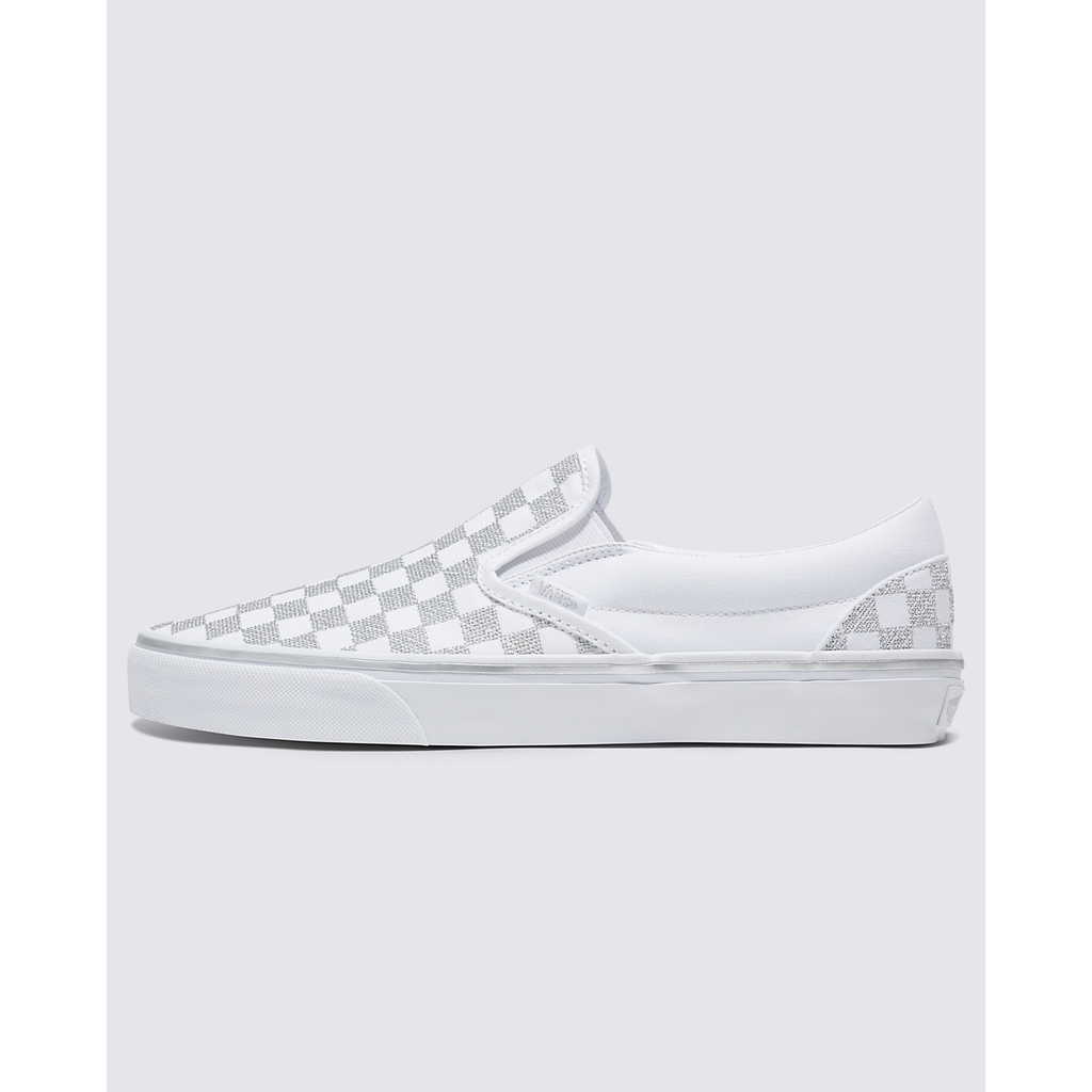 Classic Slip-On Checkerboard Shoe in Metallic True White