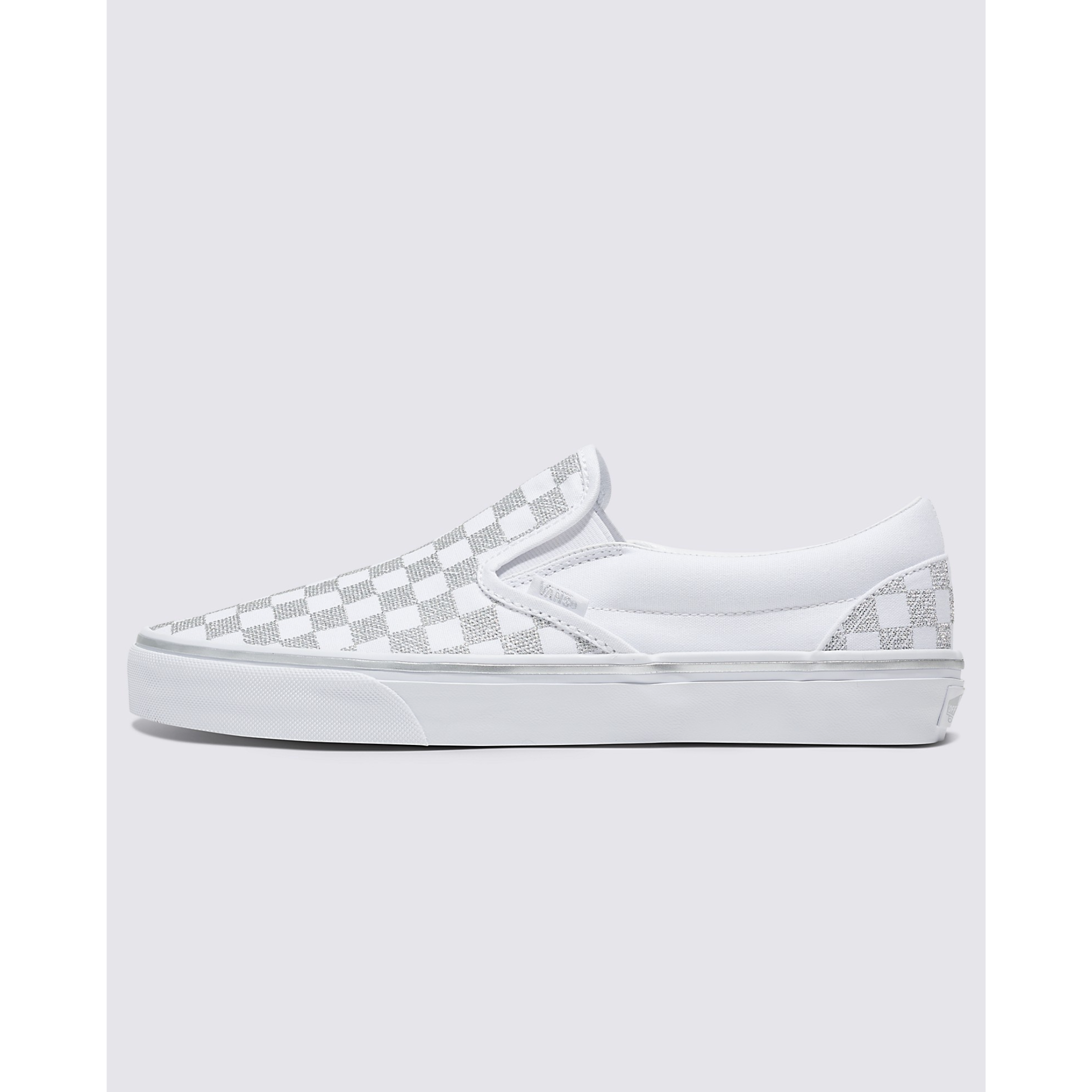 Classic Slip-On Checkerboard Shoe in Metallic True White